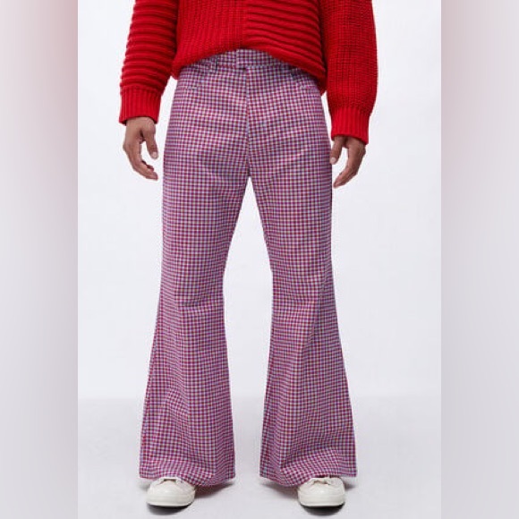 Allegra Abrams Unisex Houndstooth Flare Pants Size 31 Pacsun - Picture 2 of 9